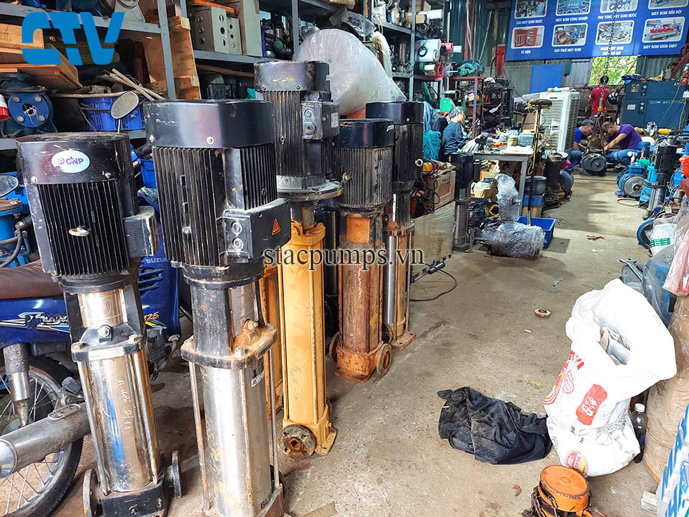 Sửa chữa thay cánh máy bơm trục đứng Stac