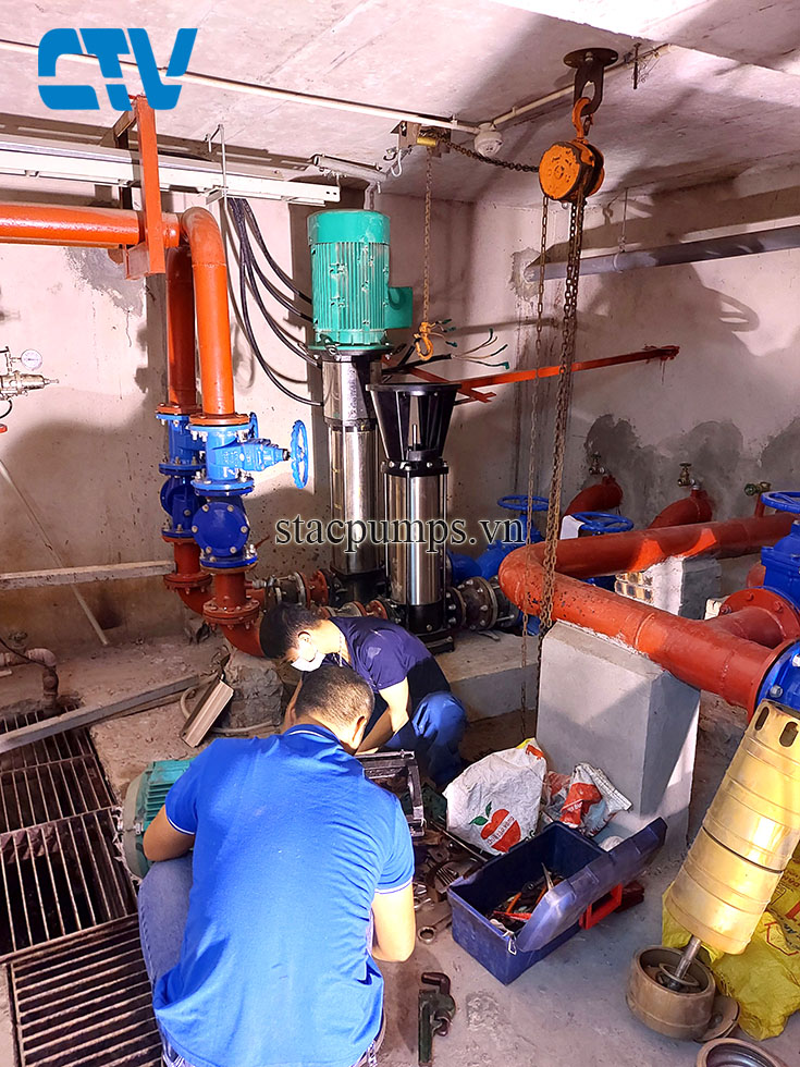 Thay buồng cánh máy bơm trục đứng Wilo chính hãng, giá rẻ nhất