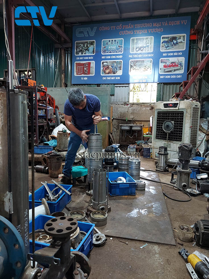 Thay buồng máy bơm trục đứng công suất lớn chuyên nghiệp